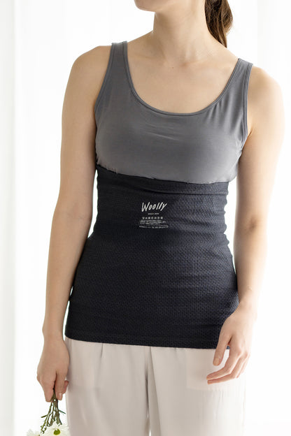 メリノウールの冷えとりハラマキ 【チャコール】