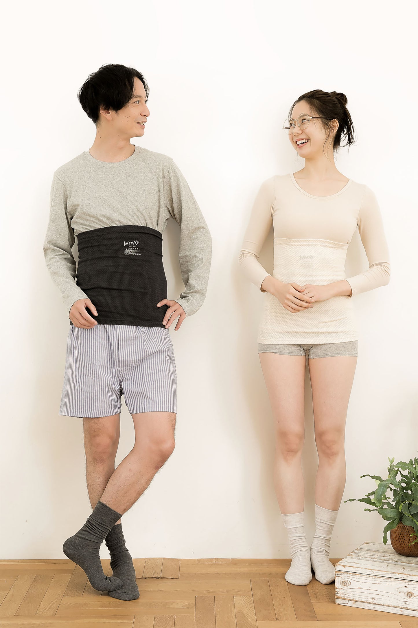 メリノウールの冷えとりハラマキ 【チャコール】